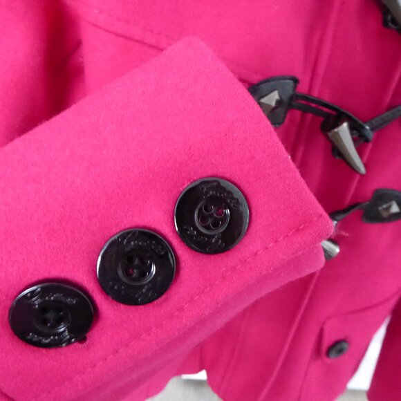 GUESS XS Fuchsia Hot Pink Wool Blend Peacoat - Picture 3 of 11